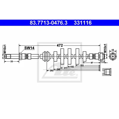 Шланг тормозной передний L,R ATE 83.7713-0476.3