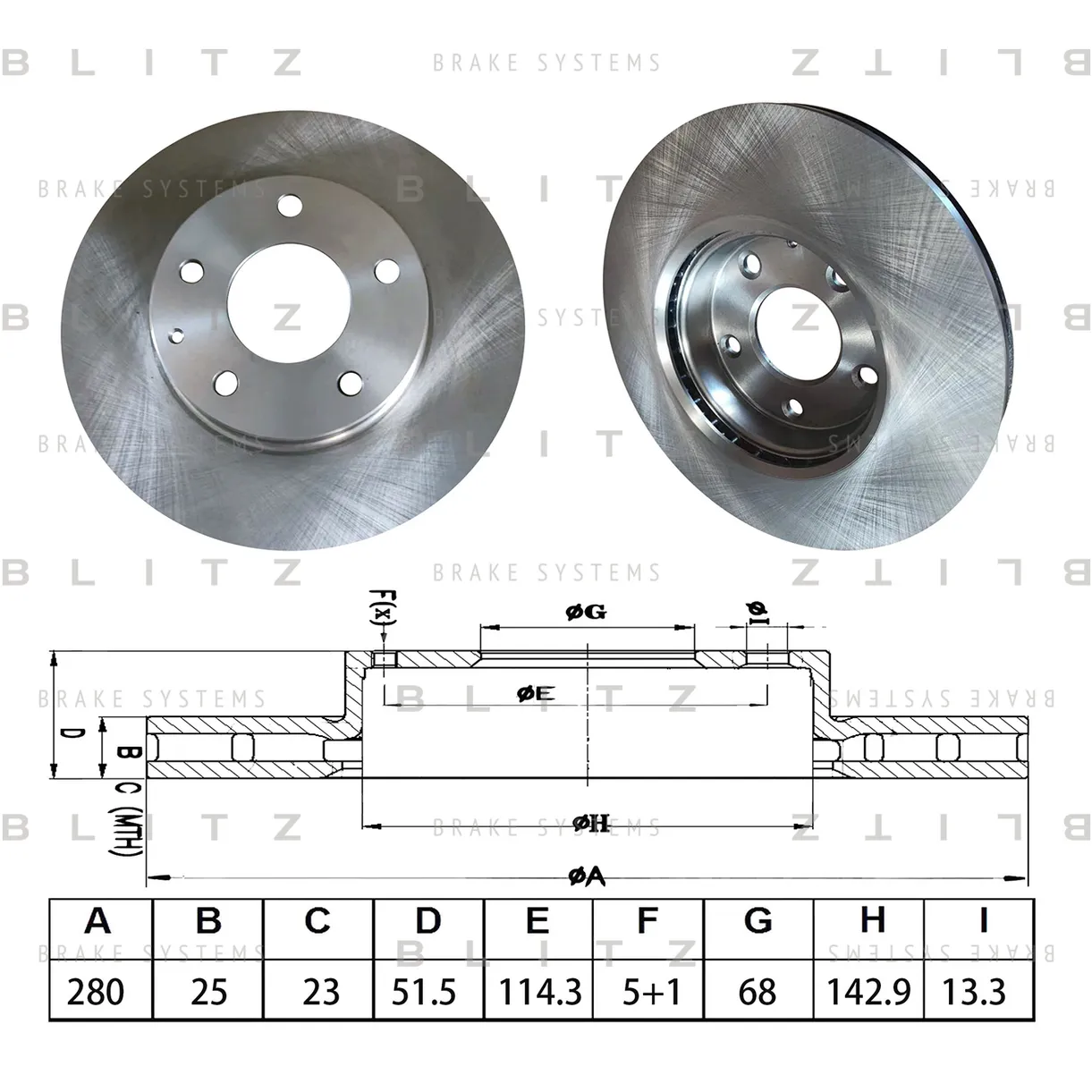 Диск тормозной передний вентилируемый MAZDA 3 13-> BLITZ BS0629