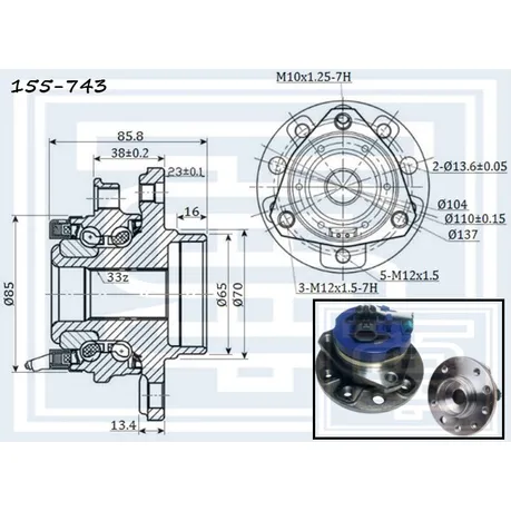 Ступица передняя OPEL ASTRA G / ZAFIRA A c ABS для 5-отверст. STARKE 155-743