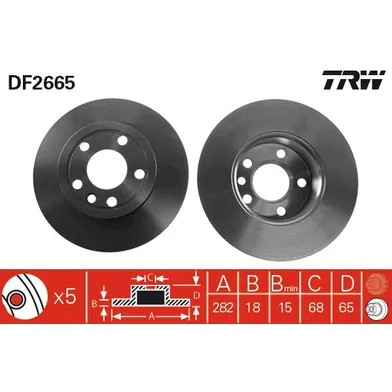 Диск тормозной передний VW T4 91-96 /D=282MM TRW DF2665
