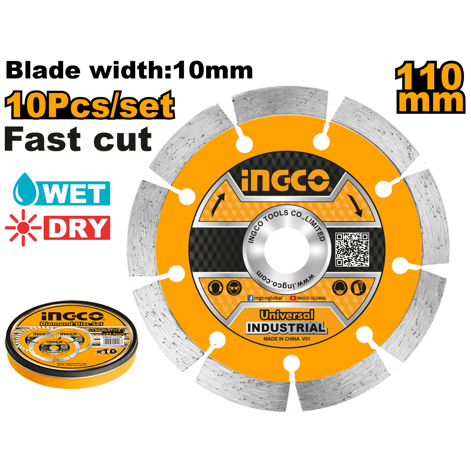 Диск алмазный сегментированный 110 мм INGCO DMD011102M