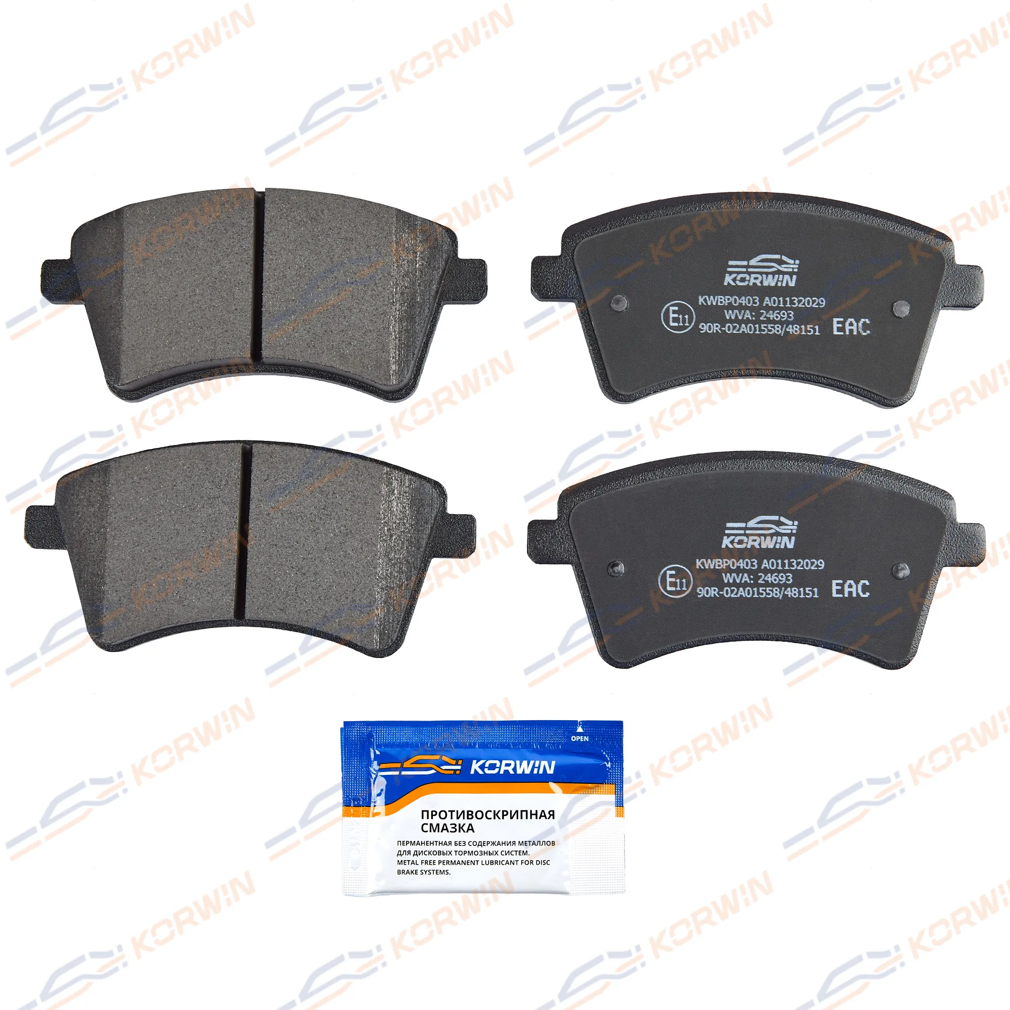 Колодки тормозные перед. Renault Kangoo (KW0/FW0) 08- KORWIN KWBP0403