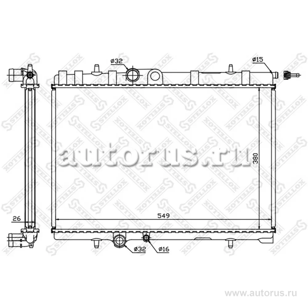 Радиатор системы охлаждения Citroen Xsara, Peugeot 307 1.6/2.0 16V STELLOX 10-25064-SX