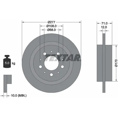Диск тормозной задний стандартный VOLVO TEXTAR 92100800