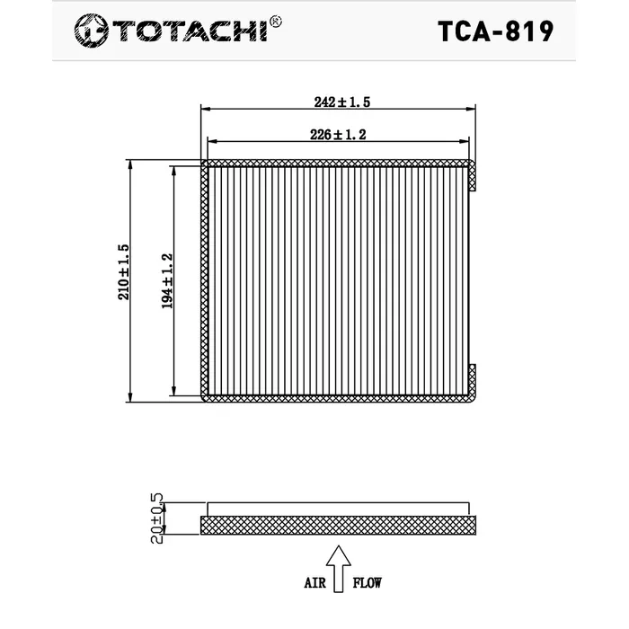 Фильтр салона TOTACHI TCA-819 (LADA Priora, кондиционер HALLA, 21703812202082) TOTACHI TCA-819