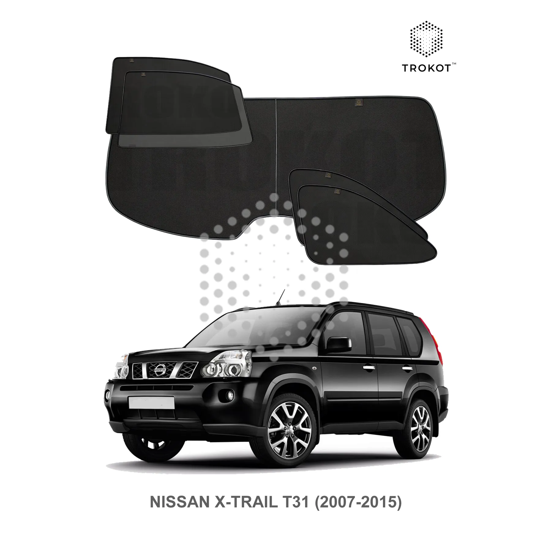 Комплект шторок на заднюю полусферу из 5 экранов Nissan X-TRAIL (2) (T31) (2007-2015)