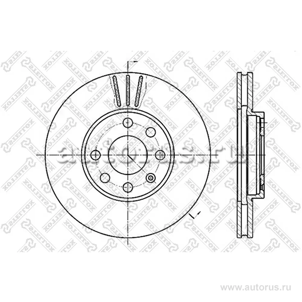 Диск тормозной передний OPEL ASTRA 1.4-1.7TD 98> STELLOX 60203629V_SX