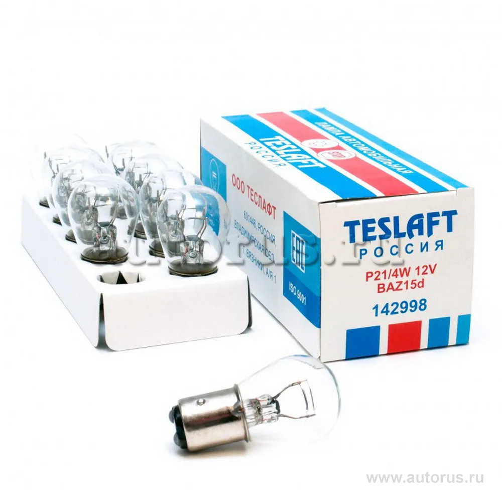 Лампа 12V P21/4W 21/4W BAZ15d Teslaft 1 шт. картон 142998