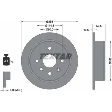 Диск тормозной задний стандартный BUICK/CHEVROLET/DAEWOO/HOLDEN TEXTAR 92163000