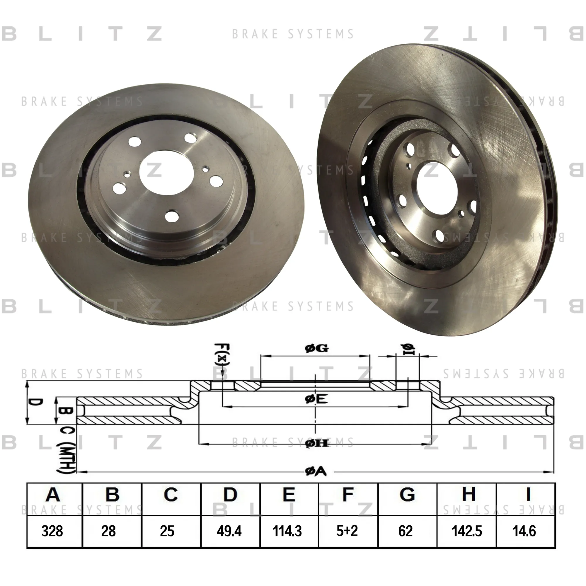 Диск тормозной передний вентилируемый TOYOTA RAV4 12->LEXUS RX270/350/450H 08-> BLITZ BS0375