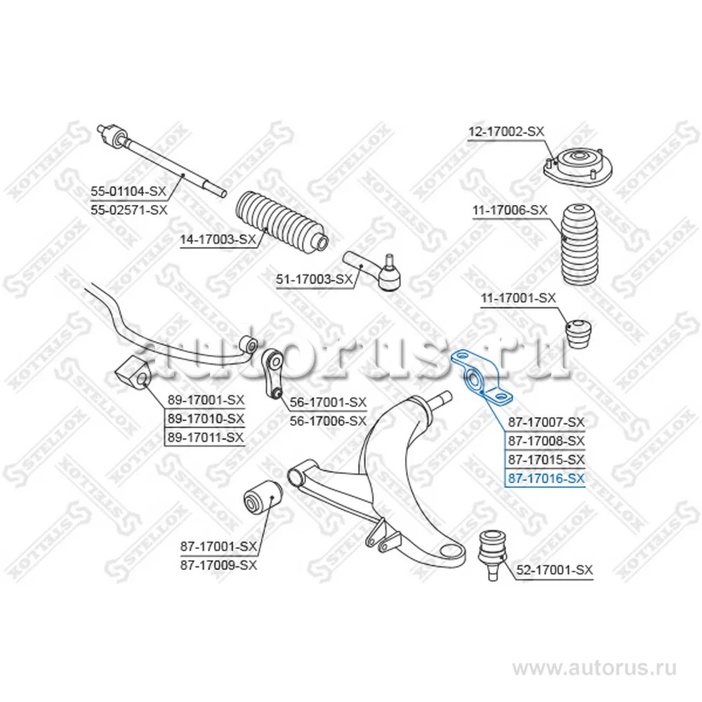 Сайлентблок пер. рычага зад. л. Subaru Legacy B12 99-03 STELLOX 87-17016-SX