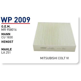 Фильтр салонный MITSUBISHI COLT WUNDER FILTER WP2009
