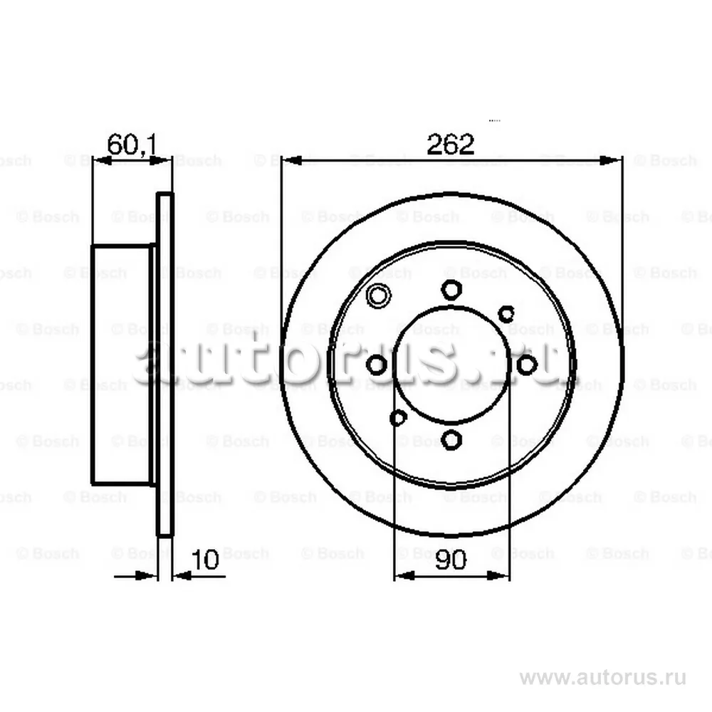 Диск тормозной задний HYUNDAI SANTAMO 99-02 BOSCH 0986478655