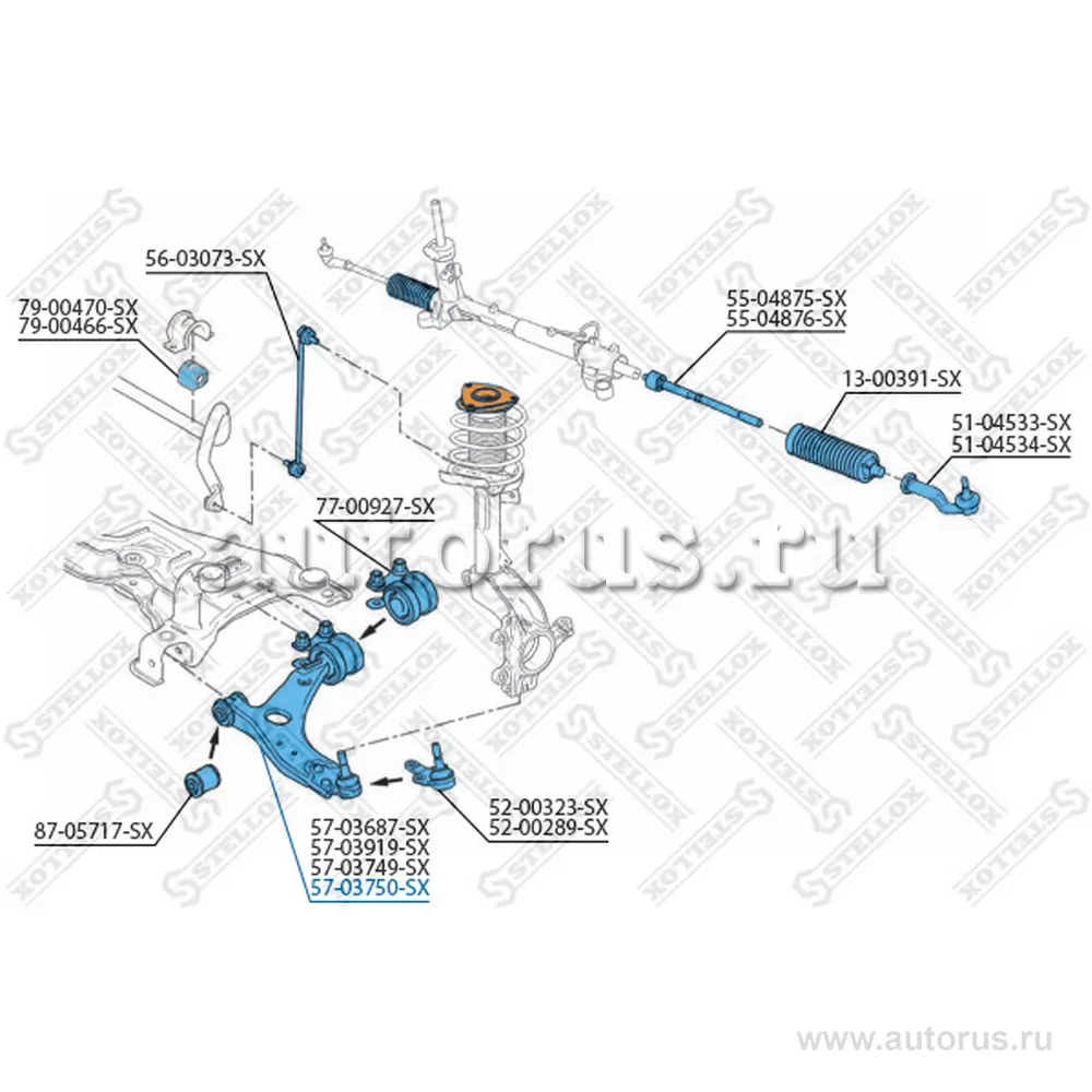 Рычаг нижний правый D21 Ford Focus/C-Max 1.4-2.5/1.6TDCi 03> STELLOX 57-03750-SX