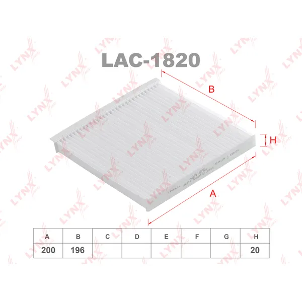 LAC-1820 Фильтр салонный LYNXauto LYNXauto LAC1820