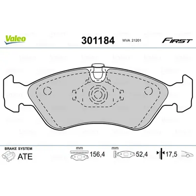 Колодки тормозные передние VALEO 301 184