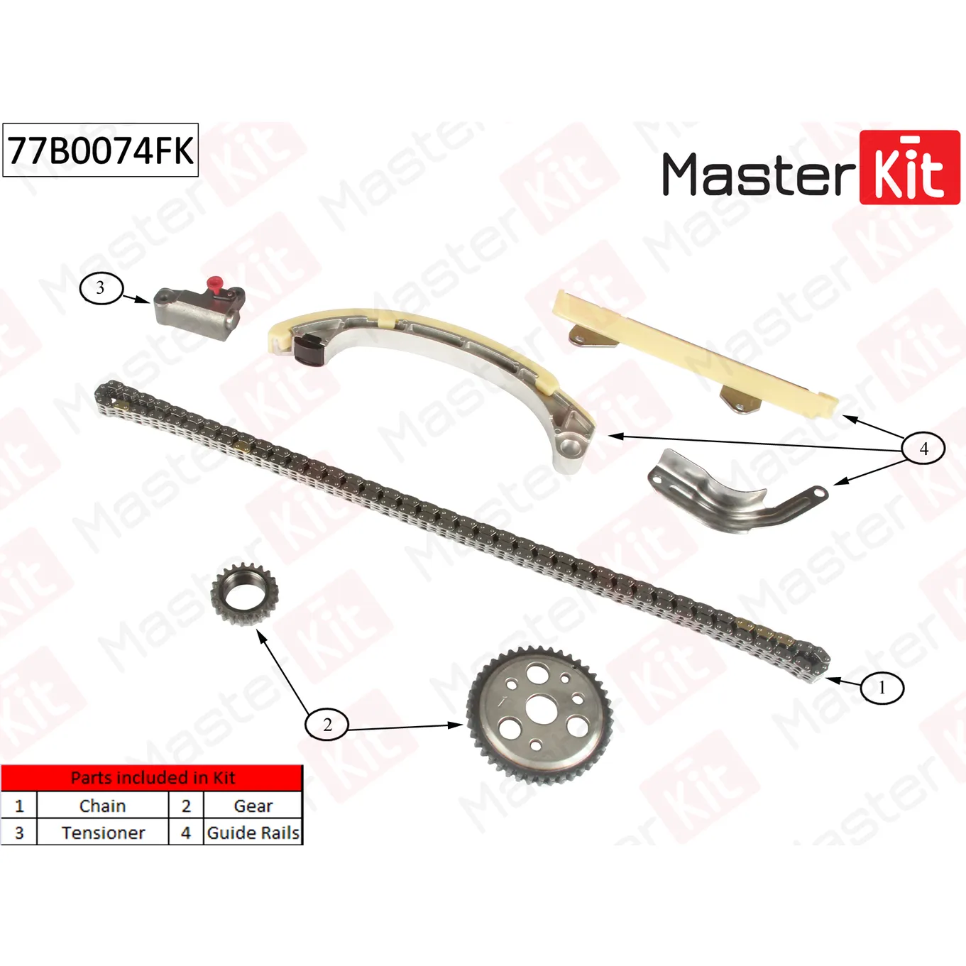 Комплект цепи ГРМ Toyota YARIS 2SZ-FE 99-05 MASTERKIT 77B0074FK