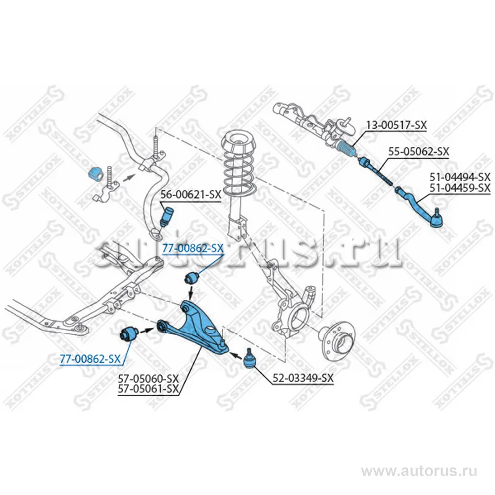 Сайлентблок пер.рычага Dacia Logan 1.4/1.5DCi/1.6/1.6 16V 04> STELLOX 77-00862-SX