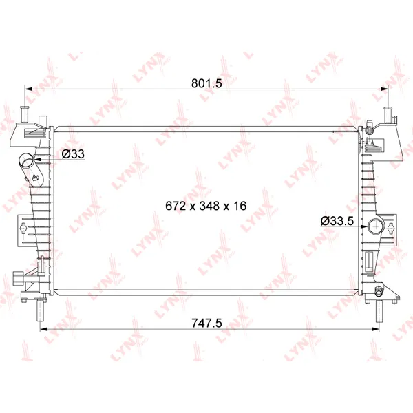 Радиатор охлаждения паяный FORD Focus III 1.6 10> / C-Max II 1.6 10> LYNXauto RB-1035