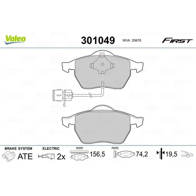 Колодки тормозные передние VALEO 301 049
