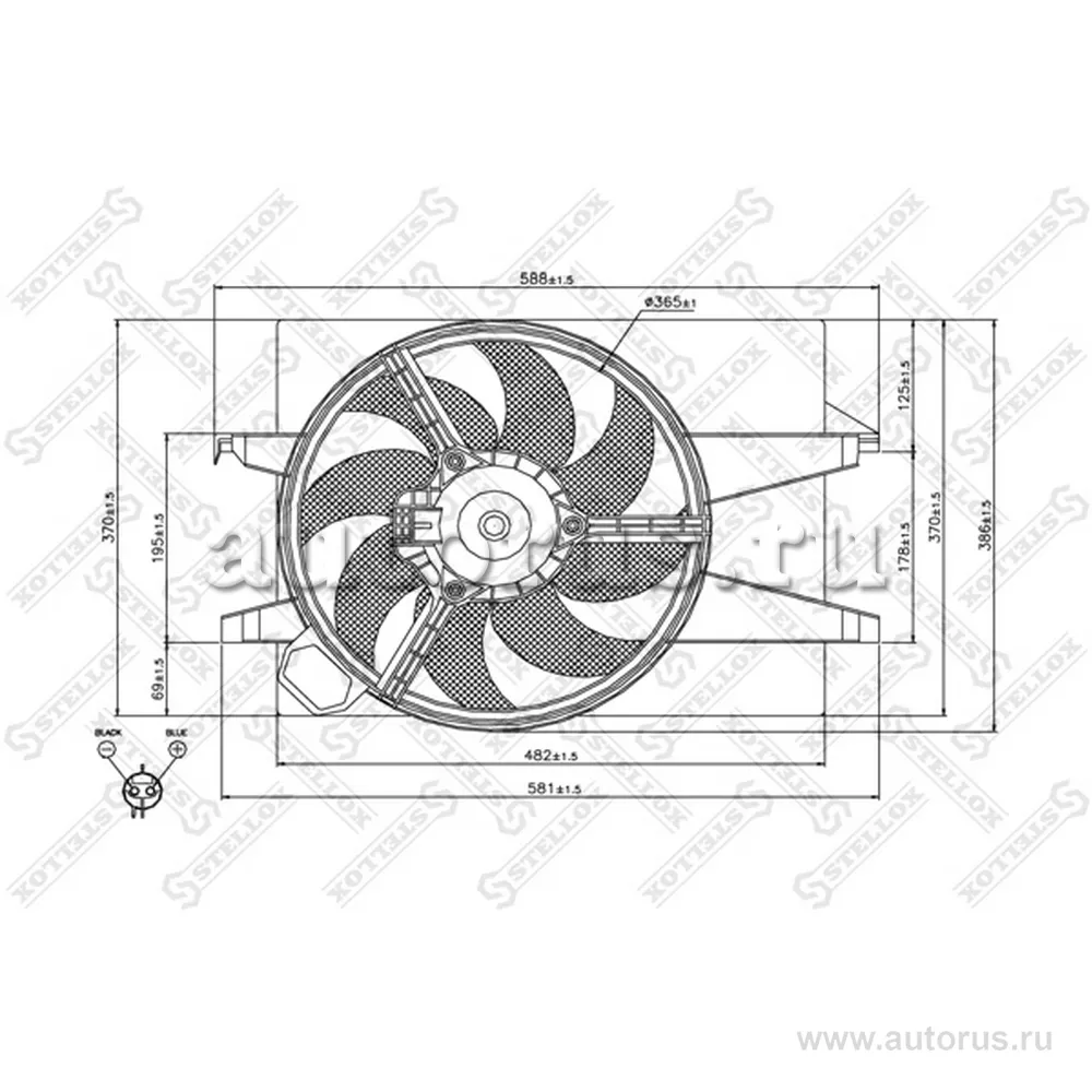 Вентилятор охлаждения Ford Fiesta, Fusion 1.25/1.4 (с 2001) STELLOX 2999403_SX