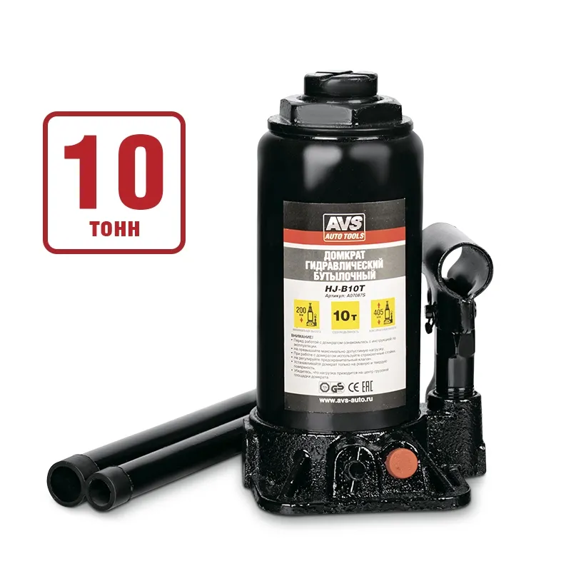 Домкрат гидравлический AVS HJ-B10T, 10т, 200-405мм. AVS A07087S