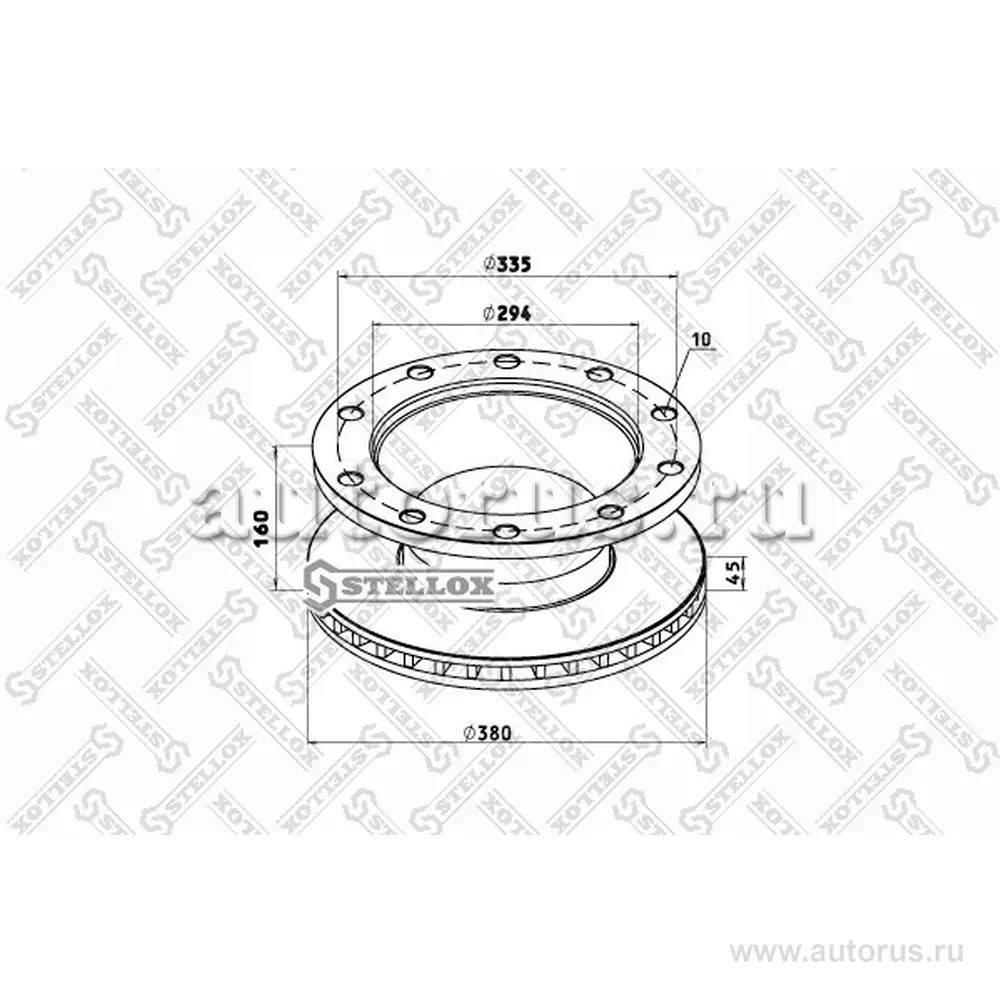 Диск тормозной 377/ X45/159.5 10N-335-M23 BPW SB3745T ECOPLUS STELLOX 8500807_SX