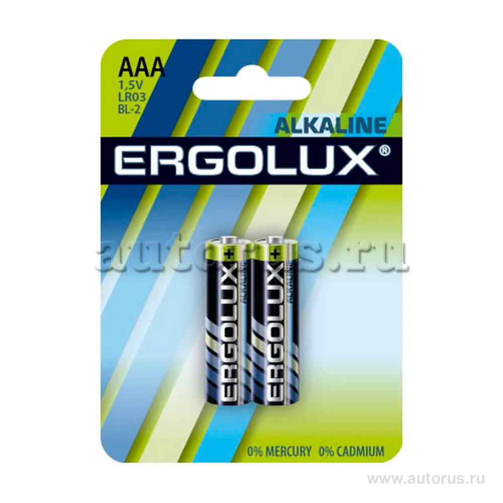 Батарейка алкалиновая ERGOLUX Alkaline AAA 1,5V (2 шт) LR03 BL-2