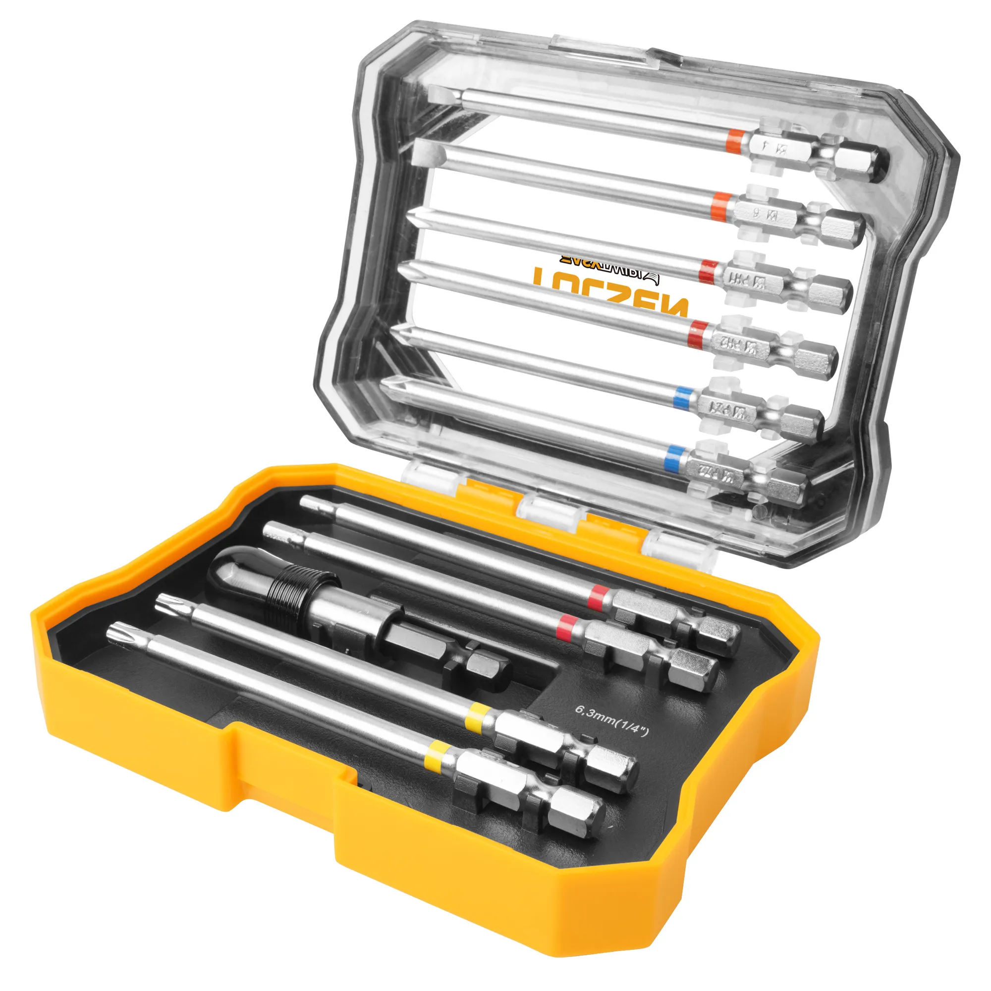 TOLSEN Набор вставок (бит) 1/4, PH, PZ, Hex, Torx, Slotted, 11 предметов TOLSEN TT20375