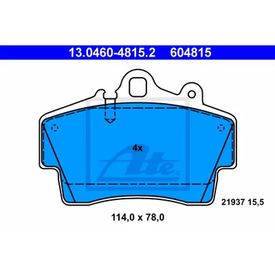 Колодки дисковые п Porsche Boxster 987 2.5 3.2 05 ATE 13.0460-4815.2