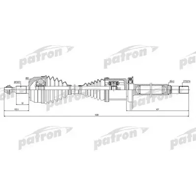 Полуось передняя правая 38X1026X37 VW: MULTIVAN V 2,0 BITD PATRON PDS0444