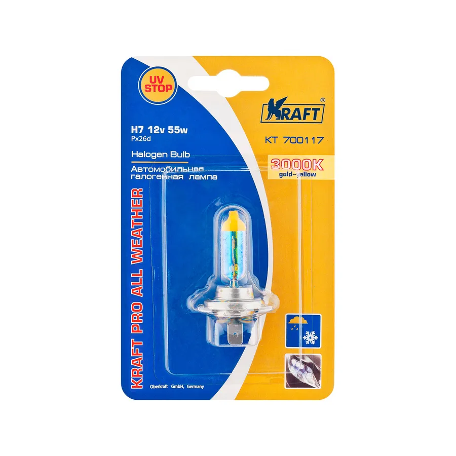 Лампа 12V H7 55W PX26d KRAFT 1 шт. картон KT700117