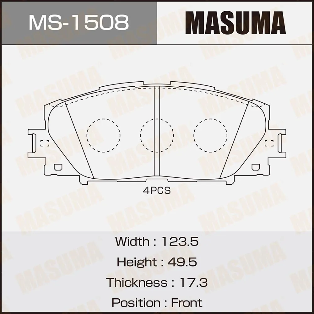 Колодки передние TOYOTA ALLION MASUMA MS-1508