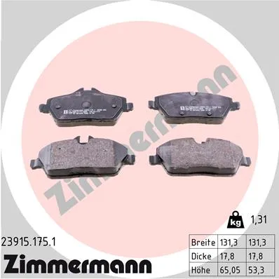 Колодки тормозные перед. ZIMMERMANN 239151751