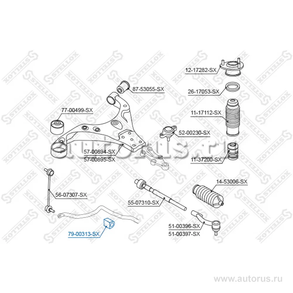 Втулка стабилизатора переднего Hyundai i30 1.6 07> STELLOX 79-00313-SX