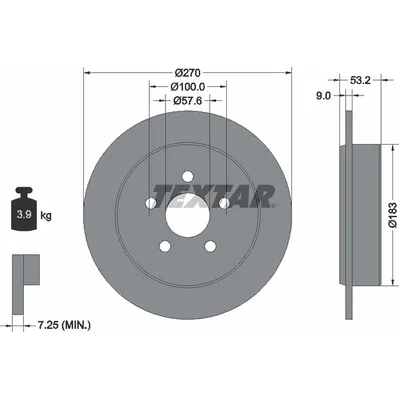 Диск тормозной задний стандартный CHRYSLER/DODGE/PLYMOUTH TEXTAR 92108600