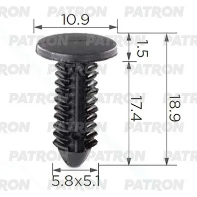 Клипса пластмассовая Chrysler, GM применяемость: Держатель обшивки PATRON P37-3599