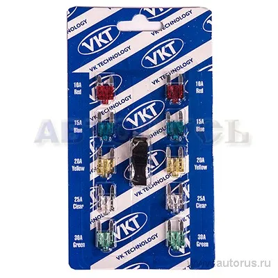Предохранители флажковые с индикатором обрыва мини 10 шт VK TECHNOLOGY VT 23003
