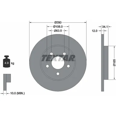 Диск тормозной задний с покрытием PRO FORD/FORD (CHANGAN)/ FORD AUSTRALIA/JAGUAR TEXTAR 92109703
