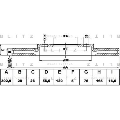 Диск тормозной передний вентилируемый VW AMAROK 10-> BLITZ BS0414