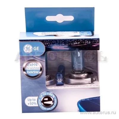 Лампа 12V H4 60/55W +50% GE Lighting Sportlight 2 шт. DUOBOX 99666