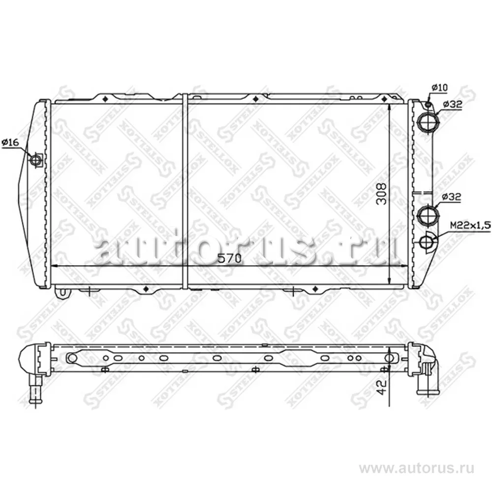 Радиатор системы охлаждения Audi 100 1.6-2.3/2.0D 76-90 STELLOX 10-25017-SX
