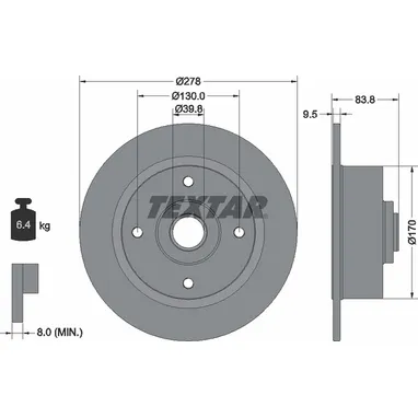 Диск тормозной передний стандартный VOLKSWAGEN TEXTAR 92010300