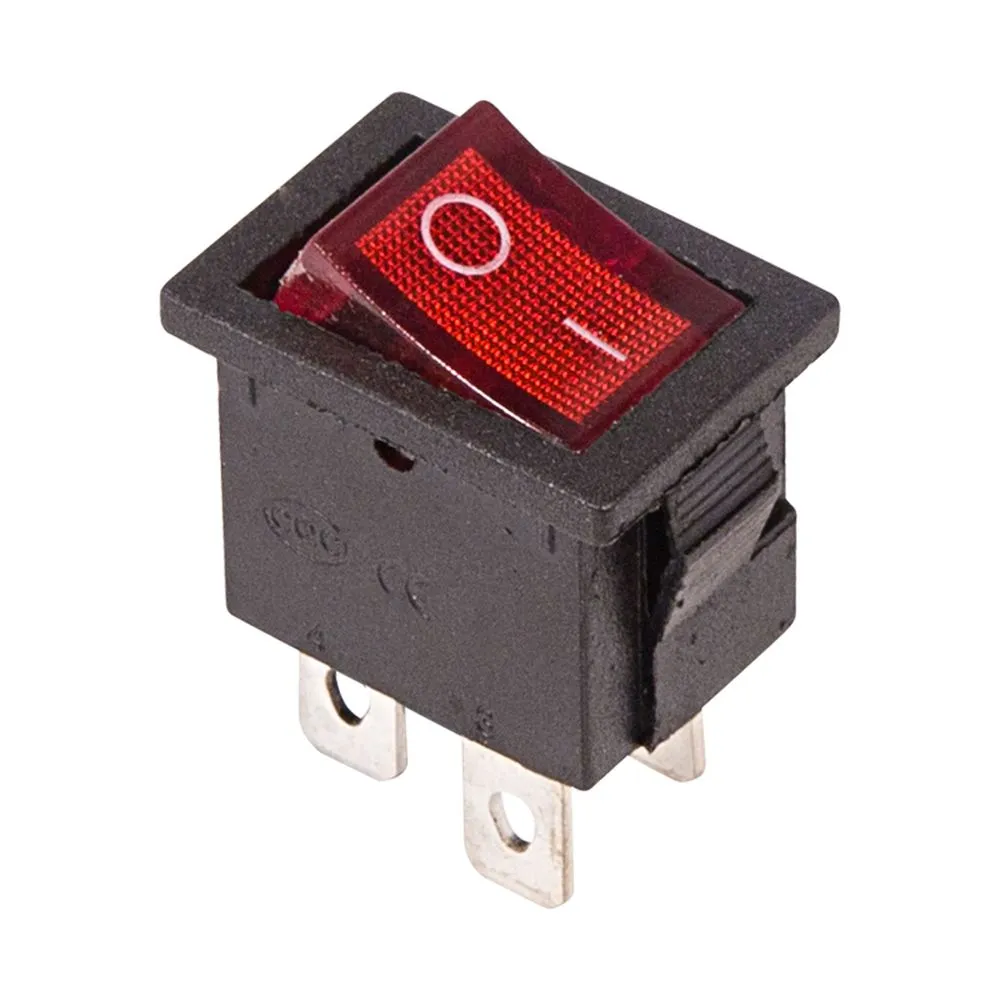 Выключатель клавишный 250V 6А (4с) ON-OFF красный с подсветкой Mini (RWB-207, SC-768) REXANT 36-2190