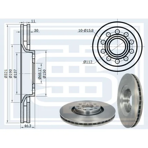 Диск тормозной AUDI A4 (8E) передний STARKE 173925