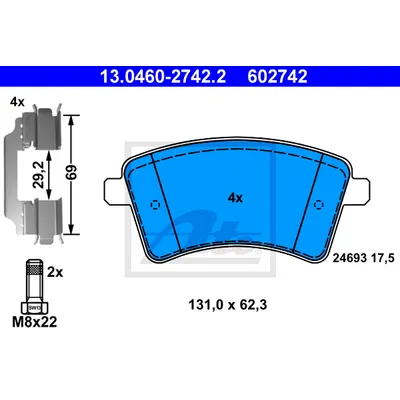Колодки тормозные дисковые передн, MERCEDES-BENZ CITAN Combi 108 CDI109 CDI 12-, CITAN Mixto 109 CDI 12-, CITAN фургон 108 CDI109 CDI 12-  RENAULT KANGOO GRAND KANGOO 1.