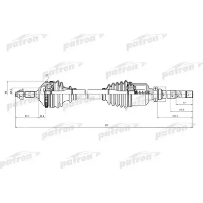 Полуось прав PEUGEOT: 206 1.9D BE4R 98> +ABS PATRON PDS0390