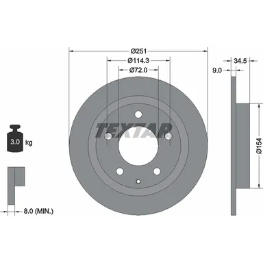 Диск тормозной задний стандартный MAZDA TEXTAR 92169300