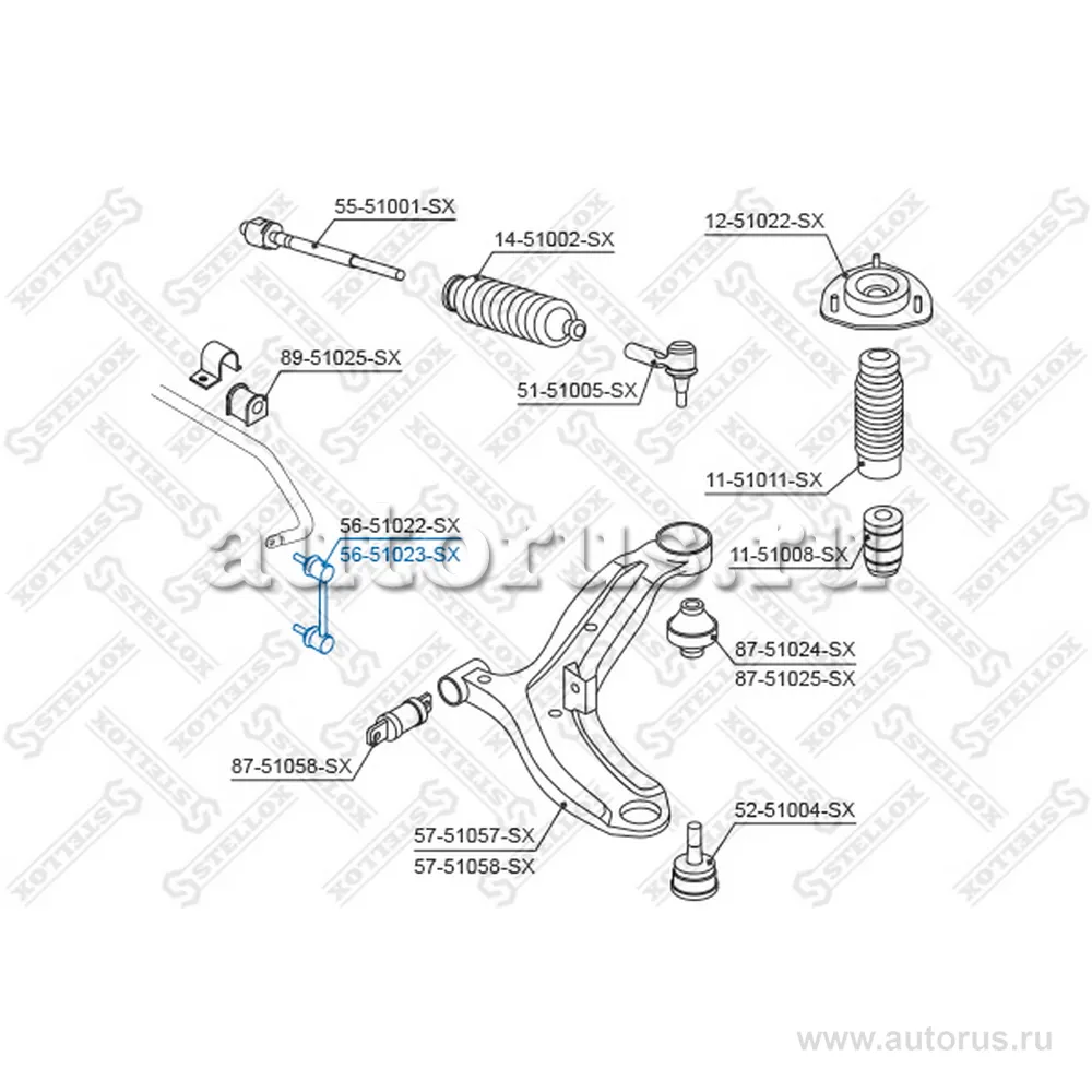 Тяга стаб. пер. п.Hyundai Coupe all 01 (5651022_SX) STELLOX 5651023_SX