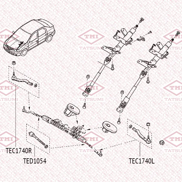 Наконечник рулевой тяги L RENAULT Logan 05-> TATSUMI TEC1740L